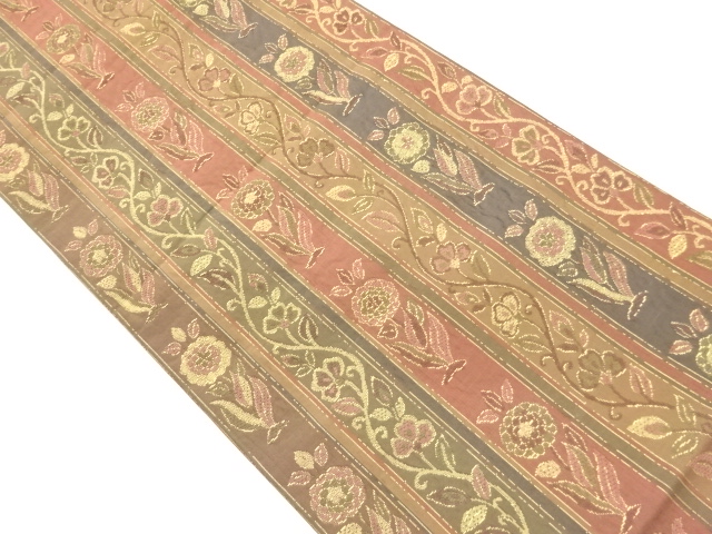 JAPANESE FUKURO OBI / WOVEN FLOWER ARABESQUE